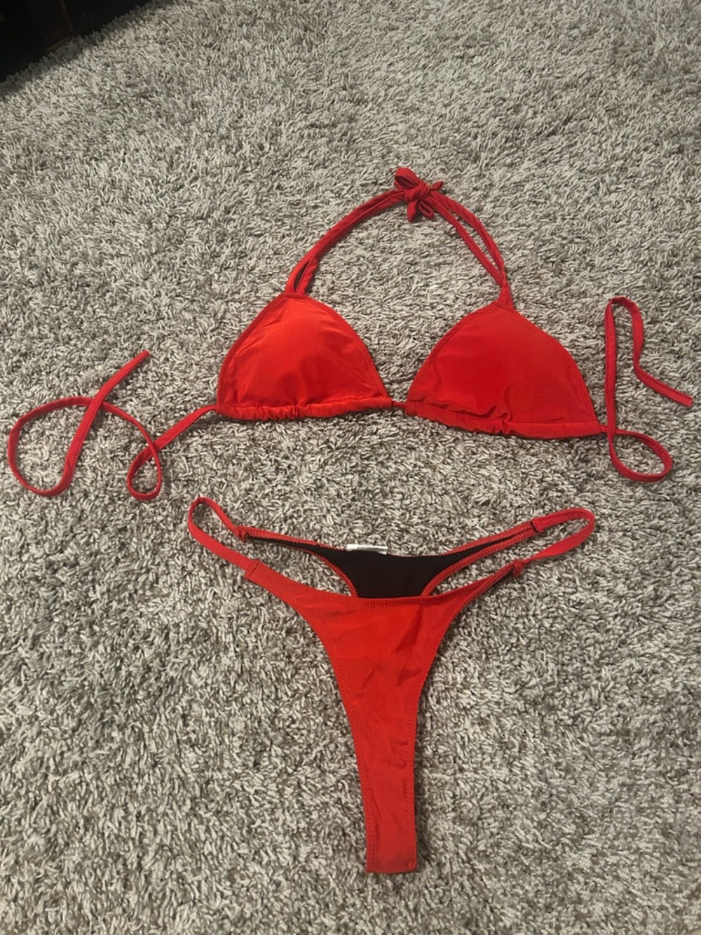 Red Triangle String Bikini Set - Women Swim